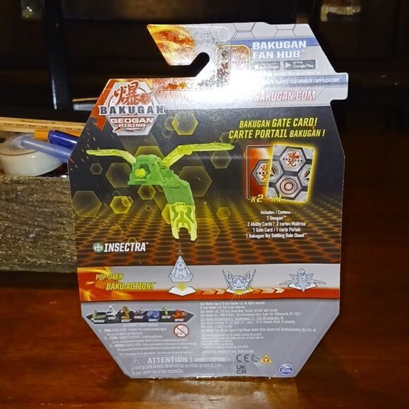 Bakugan Geogan Rising Insectra Green Figure Viloch Combiner Gate Card New - Picture 2 of 4